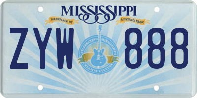 MS license plate ZYW888