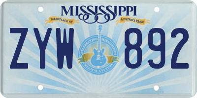 MS license plate ZYW892