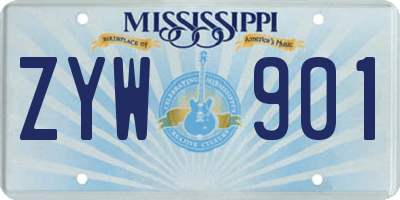 MS license plate ZYW901