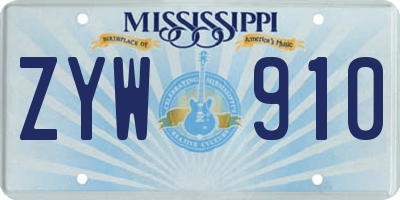 MS license plate ZYW910