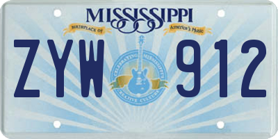 MS license plate ZYW912