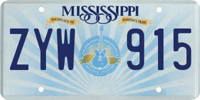 MS license plate ZYW915