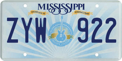 MS license plate ZYW922
