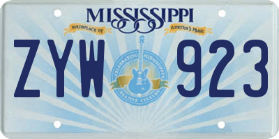 MS license plate ZYW923