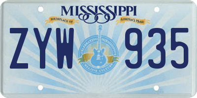 MS license plate ZYW935