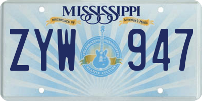 MS license plate ZYW947