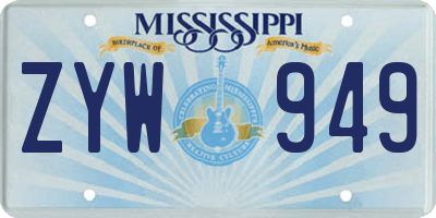 MS license plate ZYW949
