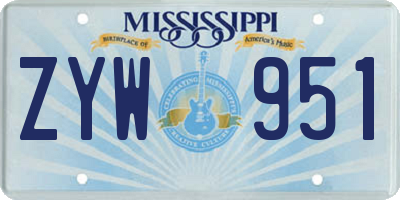 MS license plate ZYW951