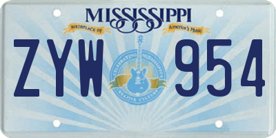 MS license plate ZYW954