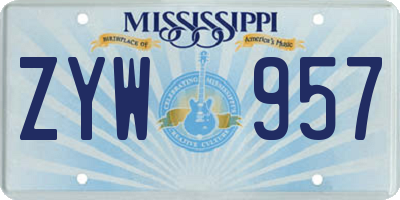 MS license plate ZYW957