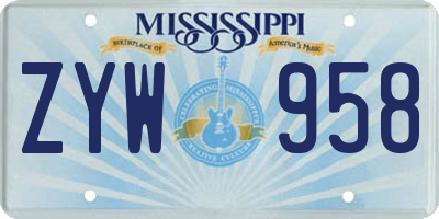 MS license plate ZYW958