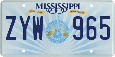 MS license plate ZYW965