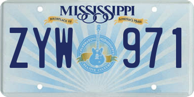 MS license plate ZYW971