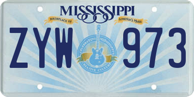 MS license plate ZYW973