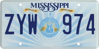 MS license plate ZYW974