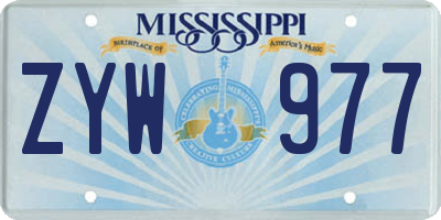 MS license plate ZYW977