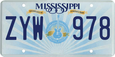 MS license plate ZYW978