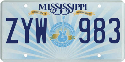 MS license plate ZYW983