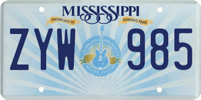 MS license plate ZYW985