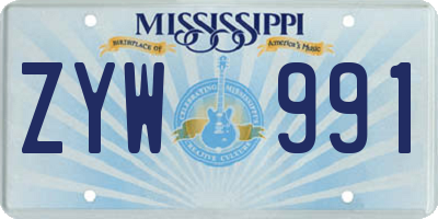 MS license plate ZYW991