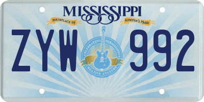 MS license plate ZYW992