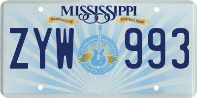MS license plate ZYW993