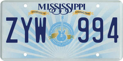 MS license plate ZYW994