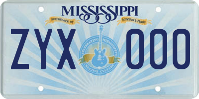 MS license plate ZYX000