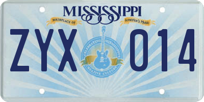 MS license plate ZYX014