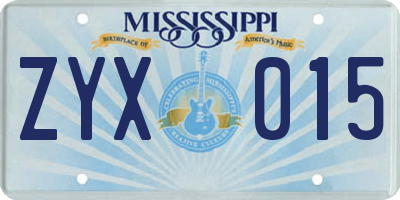 MS license plate ZYX015