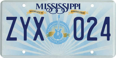 MS license plate ZYX024