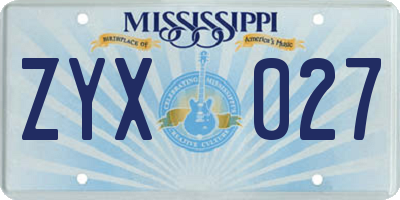 MS license plate ZYX027