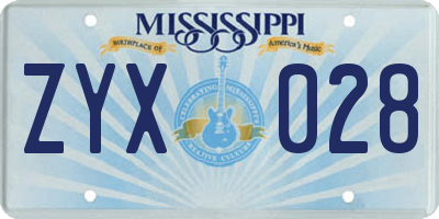 MS license plate ZYX028