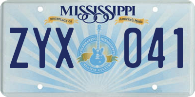 MS license plate ZYX041
