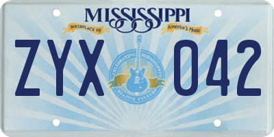 MS license plate ZYX042