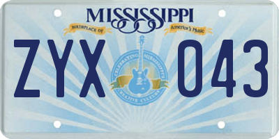 MS license plate ZYX043