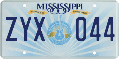 MS license plate ZYX044