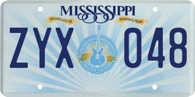 MS license plate ZYX048