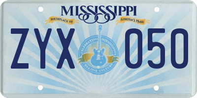 MS license plate ZYX050