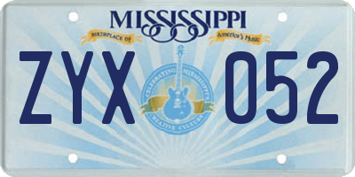 MS license plate ZYX052