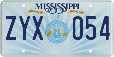 MS license plate ZYX054