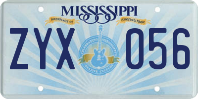 MS license plate ZYX056