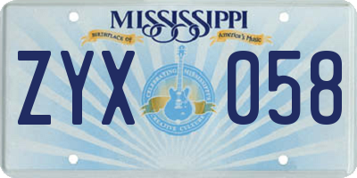MS license plate ZYX058