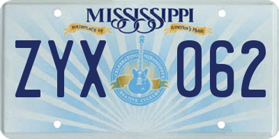 MS license plate ZYX062