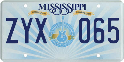 MS license plate ZYX065