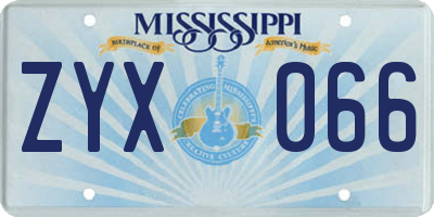 MS license plate ZYX066