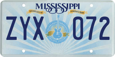 MS license plate ZYX072