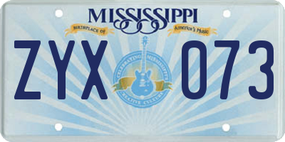 MS license plate ZYX073
