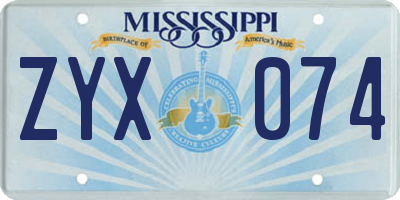 MS license plate ZYX074