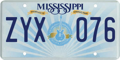 MS license plate ZYX076